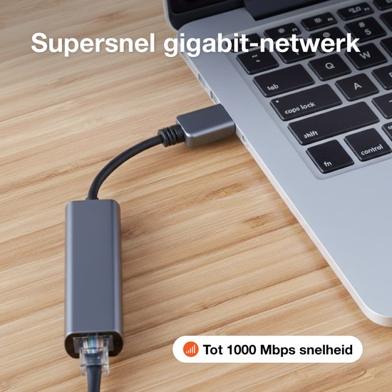 Skoov Ethernet Adapter USB A kabel - USB A naar Ethernet - Internet - Netwerk adapter - 1000 Mbps - Gigabit