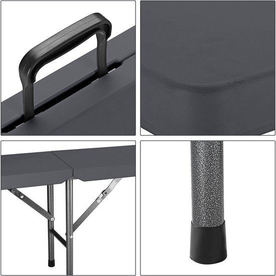 Casaria Set van 2 Bierbanken - Opvouwbaar 8 Personen 183cm- Antraciet