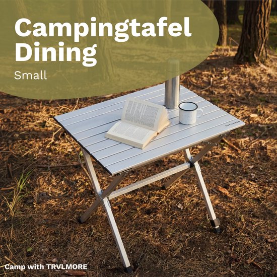 TRVLMORE Campingtafel - 80x58x71 cm - Lichtgewicht met Aluminium Frame - Vouwtafel Verstelbaar - Kampeertafel - Klaptafel - Zilver