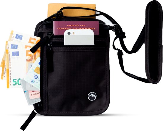 Groene Berg Nektasje met RFID – Paspoorthouder & Reisportemonnee – Anti-Diefstal Travel Wallet – Zwart