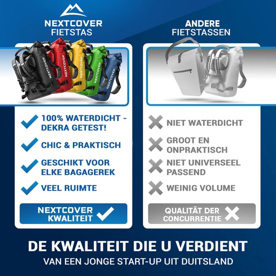NEXTCOVER® NIEUW 3-in-1 fietstas voor bagagedrager [Aquashield] - Reflecterend bagagedragertas waterdicht - rugzak en schoudertas [25 liter]- Groente