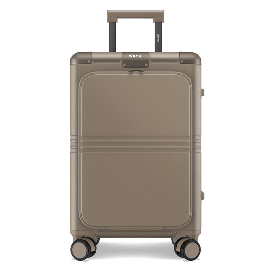 ONYX Hybrid Pro Handbagage Koffer met Voorvak 38 Liter - Gerecycled Polycarbonaat en Ritsloos Design - Reiskoffer met TSA slot en Spinner wielen - Lichtgewicht Trolley met Laptopvak - Desert Clay