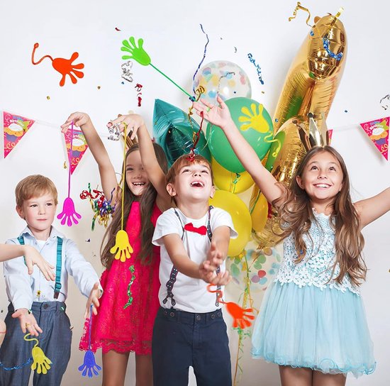 Partizzle 48x Kleverige Plakhandjes - Sticky Hands Uitdeelcadeautjes - Grabbelton Traktatie Cadeautjes - Sensorisch Klein Speelgoed - Voor Kinderen & Peuters