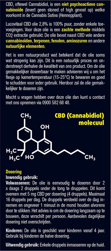 Lucovitaal Hennep Cannabidiol CBD 2.8% Voedingssupplement - 10 milliliter