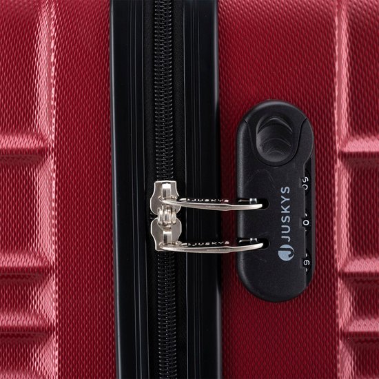 Juskys Kofferset Rome - 4-delig - ABS - Handbagage + Ruimbagage - Bordeauxrood