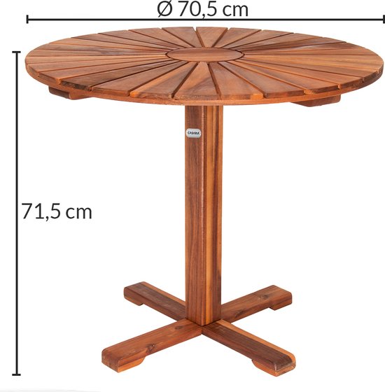 Casaria Bijzettafel Rond \\u2013 \\xD8 70,5 cm Acaciahout 4 Poten - Bruin