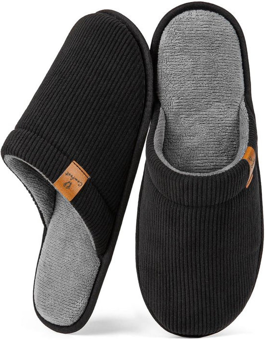 Pantoffels Heren - Sloffen - Maat 40/41 - Zwart - Corduroy - Anti-slip - Comfeet