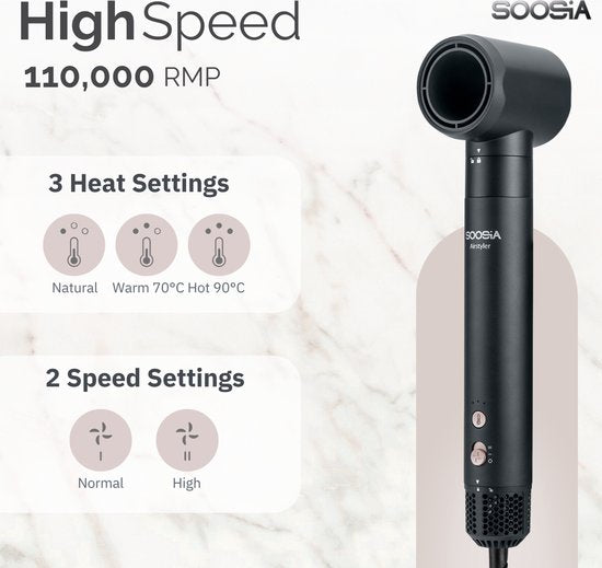 Soosia 6-in-1 Airstyler - Föhn & Krultang - Haardroger - Multistyler - Föhnborstel & Krulborstel - Hairwrap