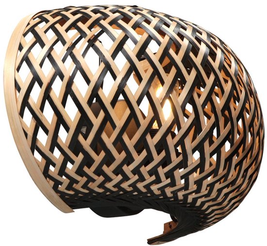 Anne Lighting - wandlamp - MAZE - naturel - bamboe - bedlampje - E27 - 4400BE