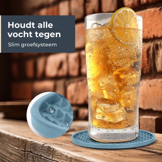 Castagnola Siliconen Onderzetters – Onderzetters voor Glazen – Design Onderzetters met Houder – Onderzettersset – Anti Slip - Set van 6 – Groen