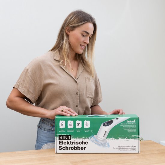 GoScrub® Cleaning King V2 - Elektrische Schoonmaakborstel – Elektrische Schrobber - Schrobborstel – voor badkamer of keuken – Schrobber Met Steel - 9 opzetstukken