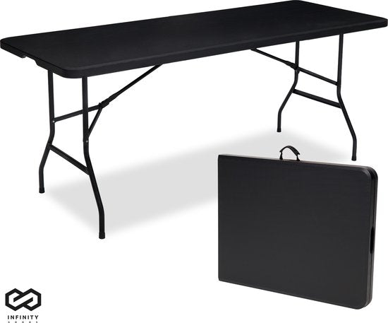 Infinity Goods Inklapbare Tafel - Vouwtafel - 180 x 70 x 74 cm - Campingtafel - Tuintafel - Draagbaar - Zwart