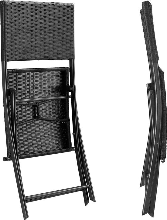 Casaria Polyrattan Klapstoel – 2 Stuks Weerbestendig – Zwart