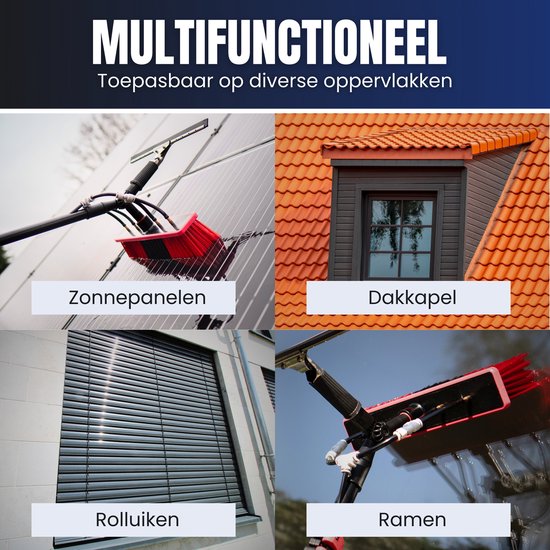 Aqualitá Telescoopsteel Ramenwassen - 9M - Waterdoorvoer - Zeem - Ramenwasser - Zonnepanelen Reiniger