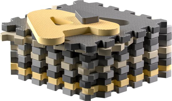 Spielwerk XXL Puzzelmat - Schuim 86 Delen Cijfers Letters - Grijs