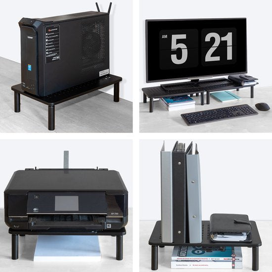 Auronic Monitorstandaard - Monitor Verhoger - Beeldscherm Verhoger - Verstelbaar - 37 x 23,5 x 10 cm - Metaal - Zwart