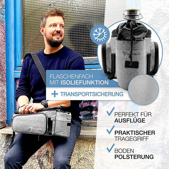 MIVELO - Fietstas voor bagagedrager - bagagedragertas fiets - uitbreidbaar tot 20 l - waterafstotend - 20 l grijs