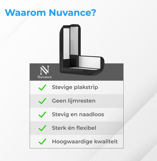 Nuvance - Hoekbeschermer - 12 stuks - Sterke Stootrand - Hoekbeschermers voor Tafel - Tafelhoek beschermers voor Baby en Kinderen - Transparant - Hoekbescherming - Zwart