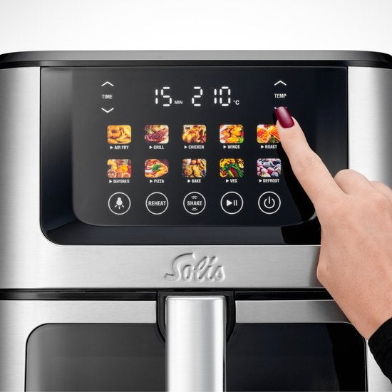 Solis Airfryer Air Fry & Dry XL - Multifunctionele Heteluchtfriteuse - 40 tot 230 Graden - 7.5L - 10 Verschillende Programma's - RVS