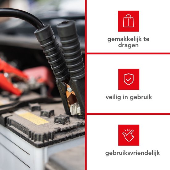 Toolland Acculader 12/24 V, met booster/starthulp 9 A, met thermische overbelastingsbeveiliging, ampèremeter - metalen behuizing, rood