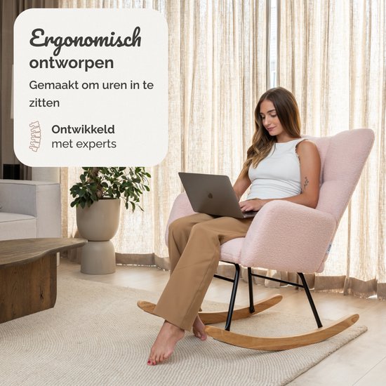 SITTT Schommelstoel - Relaxstoel babykamer - Fauteuil - Voedingsstoel - Licht Roze