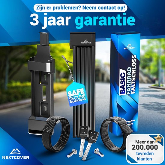 Nextcover Vouwslot 100cm FoldBasic| Fietsslot met Twee Sleutels | Fiets Slot met Houder | Slot voor Fietsen, E-Bikes, E-Scooter | SteelSecure-Technologie 3.0