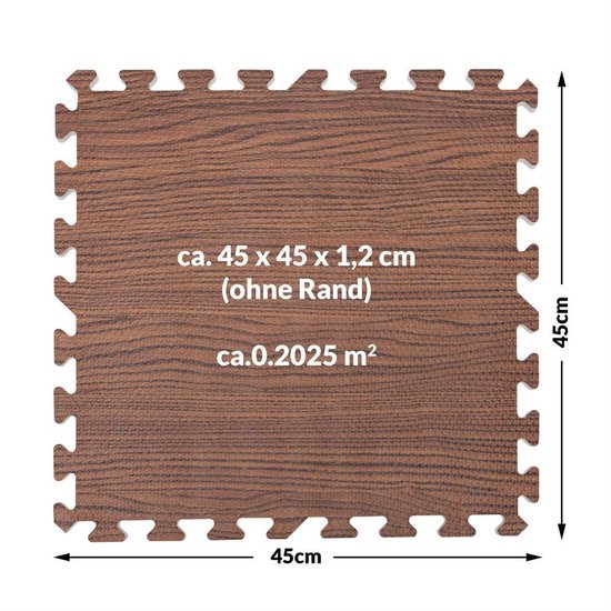 Puzzelmat Set van 8 – Vloerbescherming 45x45cm – Houtlook