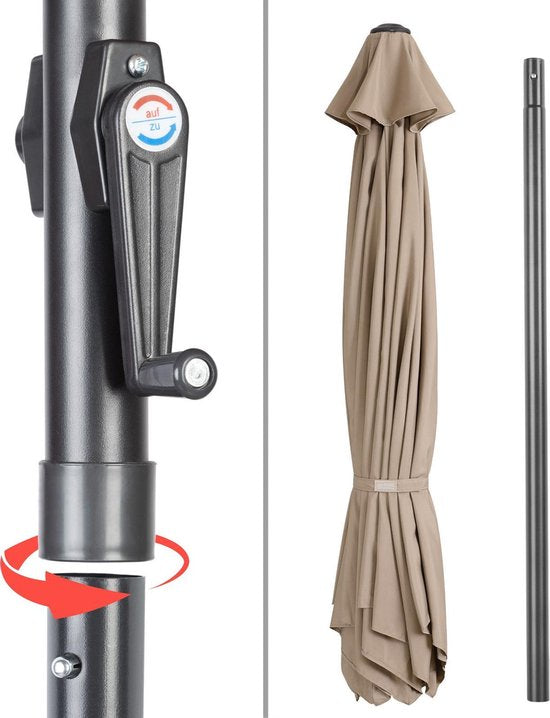 Kingsleeve Parasol Ø300cm - UV-bescherming 50+/ Slinger - Taupe