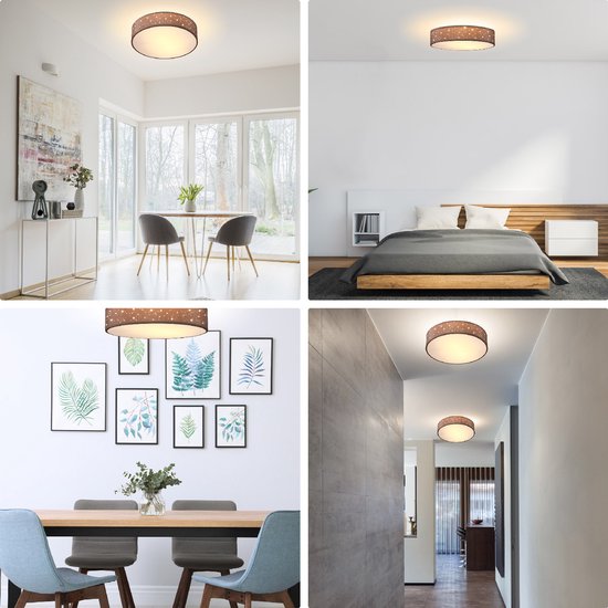 Monzana Plafondlamp - Sterrenhemel Rond 30cm 40 Watt Stof - Taupe