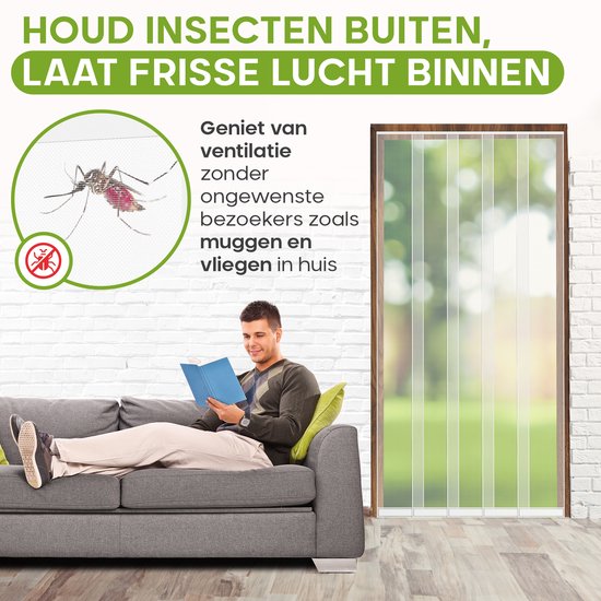 O'DADDY® Vliegengordijn Lamellenhor - 118x260 cm - Deurgordijn - Hordeur - Aanpasbaar Ontwerp - Glasvezel - Deurhor Wit
