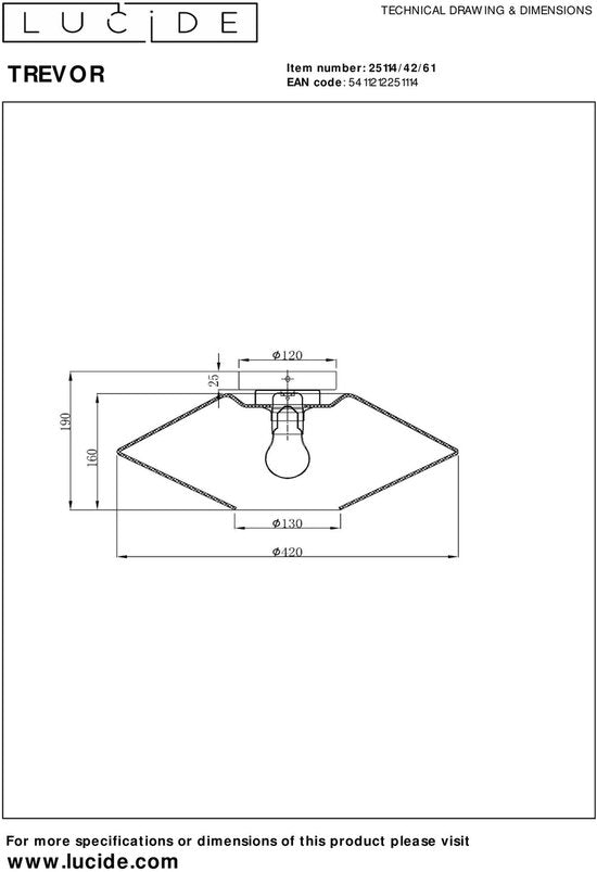 Lucide TREVOR - Plafonnière (Plafondlamp) - Ø 42 cm - 1xE27 - Opaal