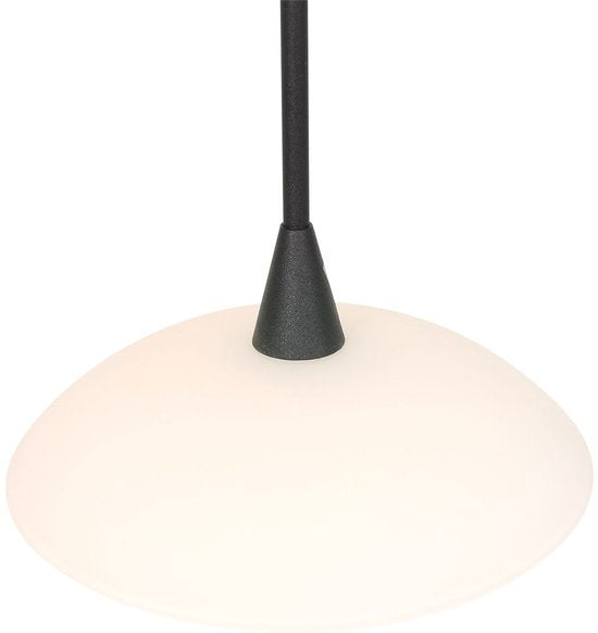 Hanglamp Tallerken 2654ZW Zwart - Modern, Hoogte Verstelbaar, Materiaal: Glas en Metaal, Binnen, Steinhauer