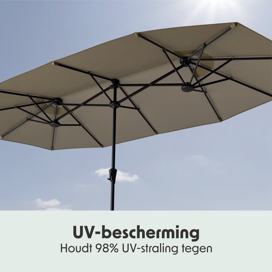 LifeGoods Dubbele Parasol - Tuin - 220x400cm - tot 8 Personen - Waterdicht - UPF50+ - Taupe
