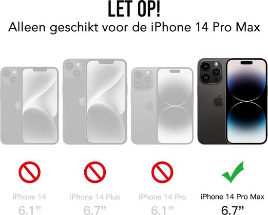 Podec Telefoonhoesje Zwart Geschikt voor iPhone 14 pro Max Hoesje En Screenprotector Beschermglas