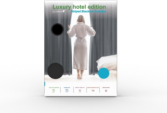 Larson - Luxe Hotel Serie Blackout Gordijn - Visgraat motief - Haken - Donker taupe - 300 x 250 cm - Verduisterend & kant en klaar
