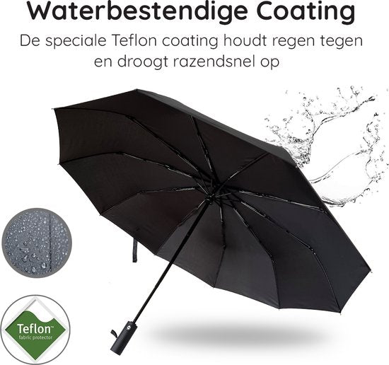 Volcan Stormparaplu Opvouwbaar - Stormparaplu's - Inklapbaar - Ø 110 cm - Windproof tot 100km p/u - Grote Paraplu - Automatisch - Zwart