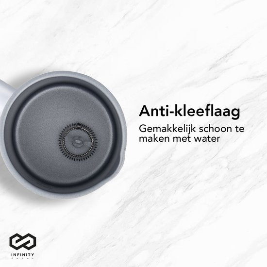 Infinity Goods 4-in-1 Elektrische Melkopschuimer - 350 ml - Opschuimen en verwarmen - Cappuccino - Vaatwasserbestendig - Wit