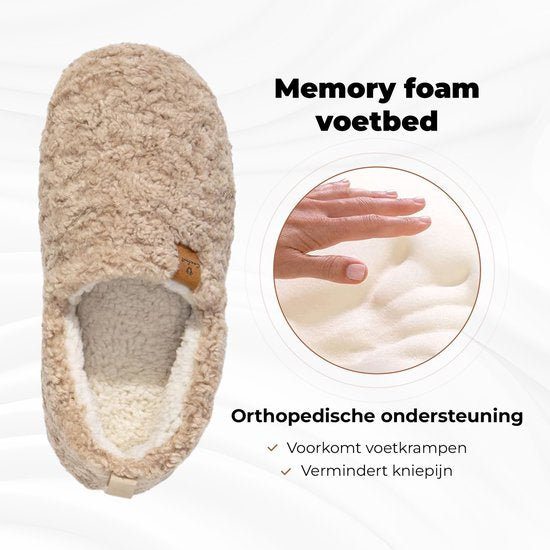 Pantoffels Dames - Sloffen - Maat 38/39 - Khaki - Anti-slip - Comfeet