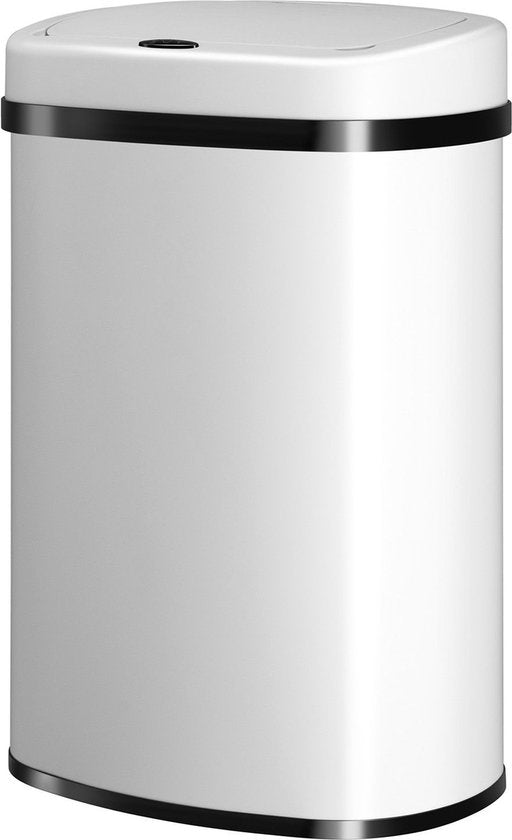 Juskys – Automatische Vuilnisbak Met Sensor – 50 Liter – 40 x 29 x 58 cm – Voorzien Van Bewegingssensor En Touchpanel – Voor Keuken En Kantoor – Wit Gepoedercoat Staal