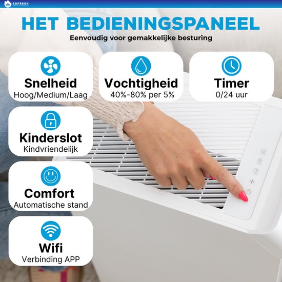Sofresh luchtontvochtiger 25 Liter per dag - Ontvochtiger en Dehumidifier voor Kelder, Badkamer, Zolder en woonkamer - Wit