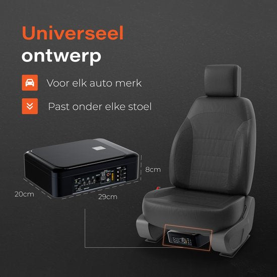 Skoov SlimBass Auto Subwoofer – Actief met Ingebouwde Versterker – 200W – Underseat – Aluminium Behuizing – Inclusief Afstandsbediening