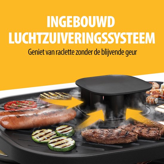 Tristar Gourmetset - RA-2760 Clean Air - Ingebouwde afzuiging - 1100W - Bakplaat 6 personen - Zwart