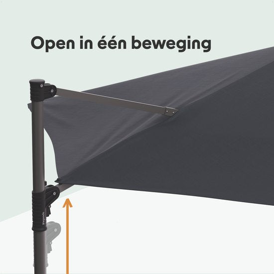 LifeGoods Parasol - Ø300 cm - 30° Kantelbaar - One-push Systeem - Waterdicht - met Hoes - Antraciet