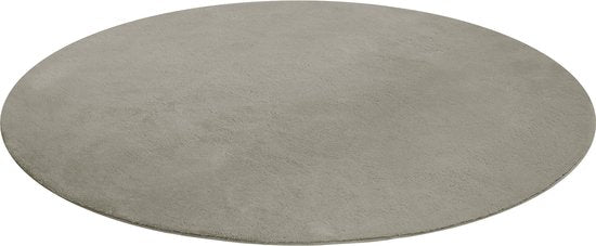 tectake® Kortpolig Vloerkleed - Rond - Ø120 cm - Zandkleur - Tapijt voor Woonkamer, Slaapkamer, Eetkamer - Onderhoudsvriendelijk en Wasbaar - Antislip Ondertapijt - Allergievriendelijk - Diverse maten en kleuren
