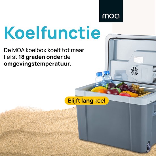 MOA Koelbox Elektrisch 12v 230 volt - Coolbox 40L - Frigobox - Auto en Camping - Grijs