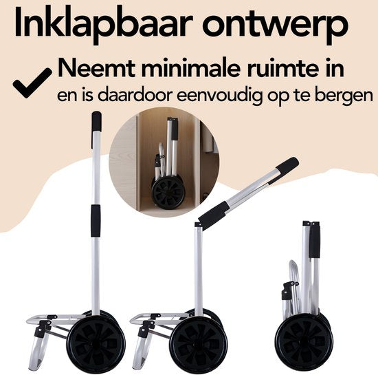 Brixy Boodschappentrolley - Opvouwbaar - Met Wielen - Afneembare Boodschappentas - Boodschappenwagen - Zwart
