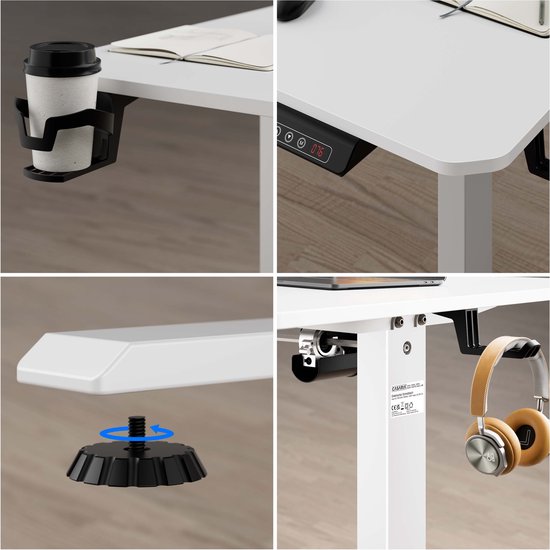 Casaria Zit Sta Bureau – Hoogte Verstelbaar Elektrisch - 160x75cm Wit