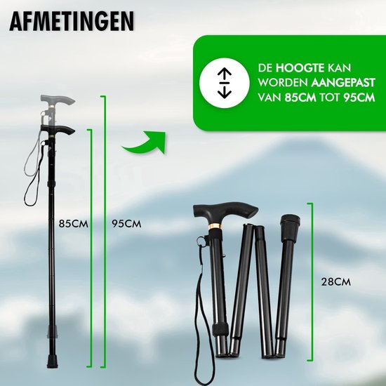 Travelhawk Wandelstok - Verstelbaar en Opvouwbaar - Scarlet - Incl. Opbergtas - loopstok Ouderen
