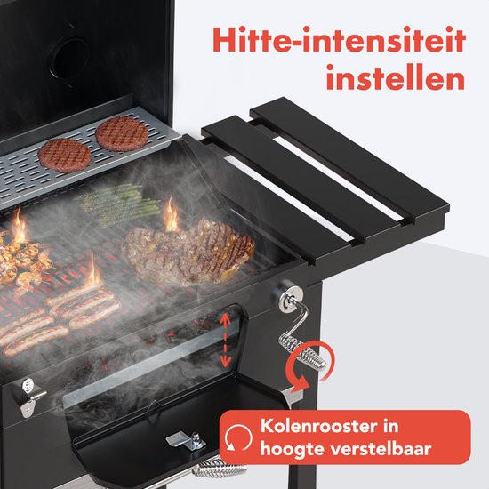 KitchenBrothers Smoker BBQ – Verstelbaar – 120,5 x 62,5 x 119,5 cm – Zwart