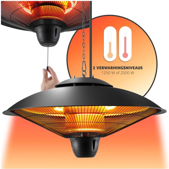 tectake® - Hangende infraroodstraler - plafondverwarmer - infraroodstraler voor buiten en binnen - elektrische verwarming - plafondverwarmer voor terras